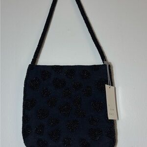 A New Day Black Heart-Embellished Shoulder Bag